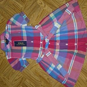 Polo Ralph Lauren Girls Cotton Madras Shirtdress Deadstock NWT